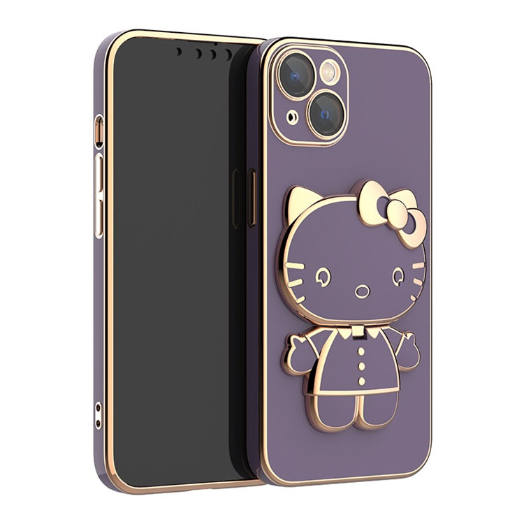 Newest Popular Luxury KT cat 6d plating with lens film Electroplate Tpu Phone Case for iPhone 11