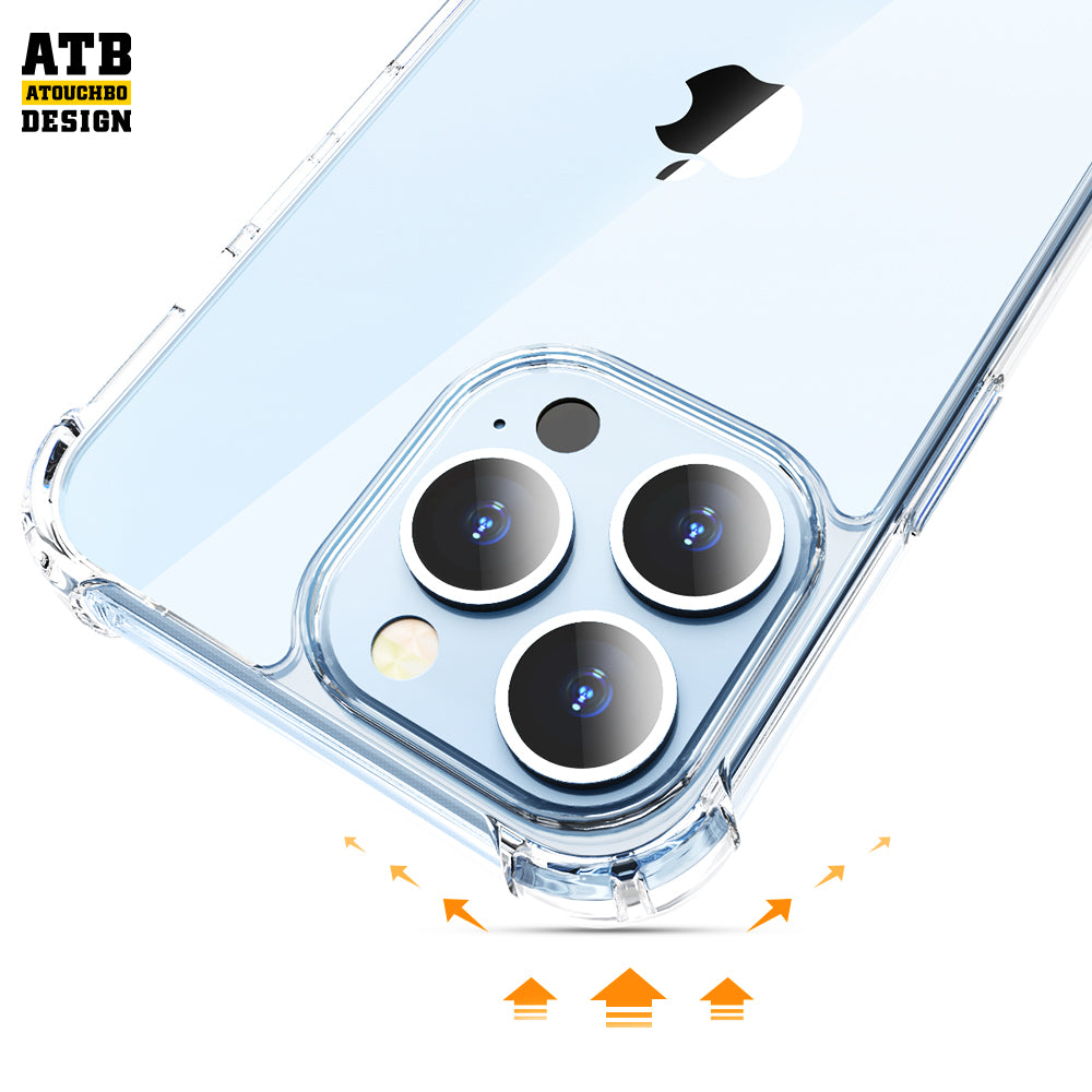 Atouchbo wholesale tpu anti-shock designer transparent clear cover cell phone case for iphone 11 12 13 14 pro max