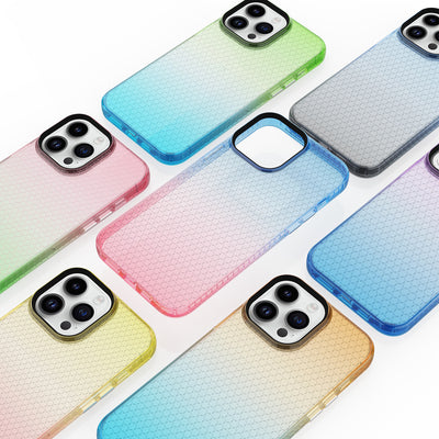 Dyed honeycomb pattern Phone Case Luxury Gradient Clear Soft Tpu Shockproof Cell Phone Case For Iphone 11