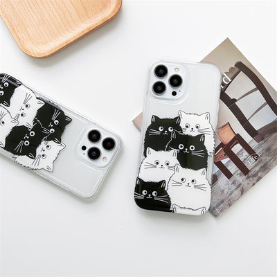 Slim Yellow-resistant Cute Black Cats Pattern Phone Case Soft Tpu Bumper Protective Case For Iphone 14 13 12 11 Pro Max