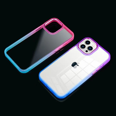 design shockproof color gradient clear tpu metal material phone case for iphone 11 pro max