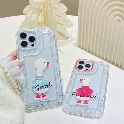 New fashion shockproof armor transparent clear phone case Cute duck phone case for iphone 14 pro max