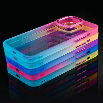 new design fashion rainbow tpu frame hard pc back cover 2 in 1 cell phone case for iphone 11 pro max