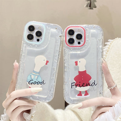 New fashion shockproof armor transparent clear phone case Cute duck phone case for iphone 14 pro max