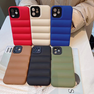 Luxury customize logo tpu pu leather mobile protect cover designer puffer cell phone case for iPhone 14