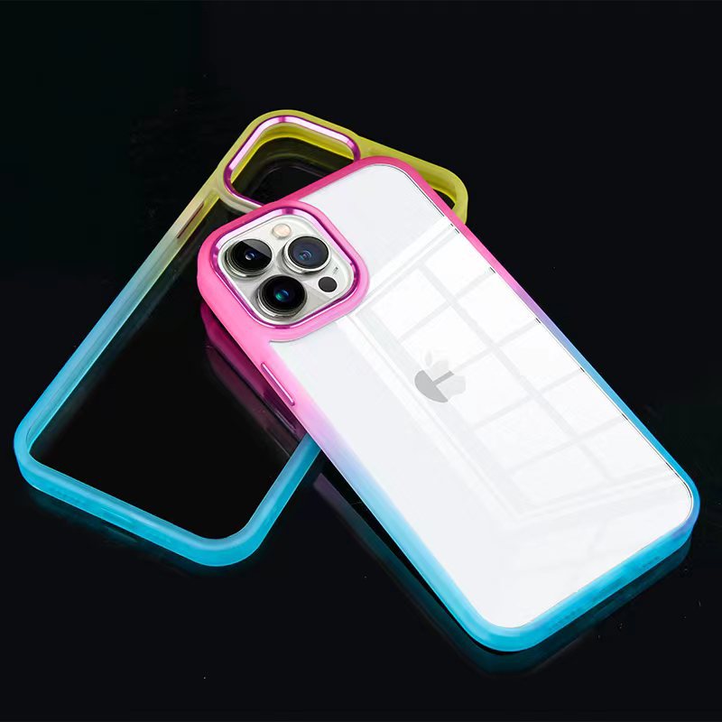 new design fashion rainbow tpu frame hard pc back cover 2 in 1 cell phone case for iphone 11 pro max