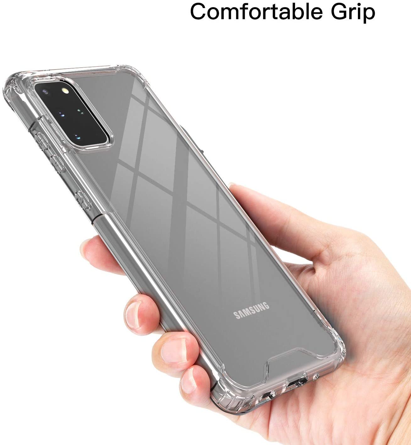 For Samsung Galaxy S20 Plus Case Anti-Scratch Clear Case with Hard PC Shield+Soft TPU Bumper Back Cover for Samsung S20 Plus