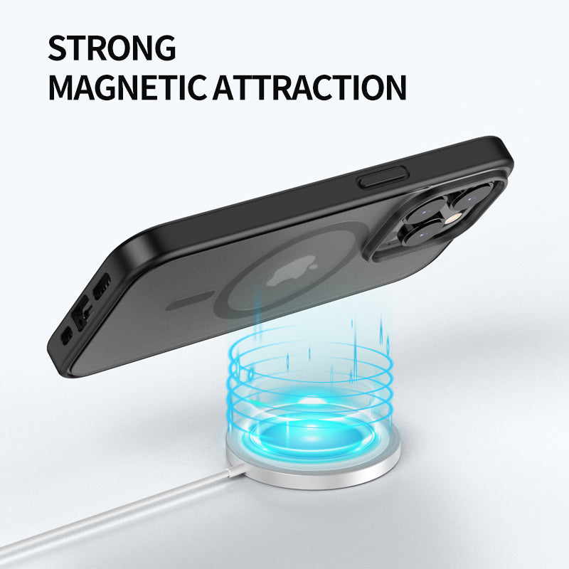 luxury transparent frosted cover magnetic wireless charge phone case for iphone 11 pro max