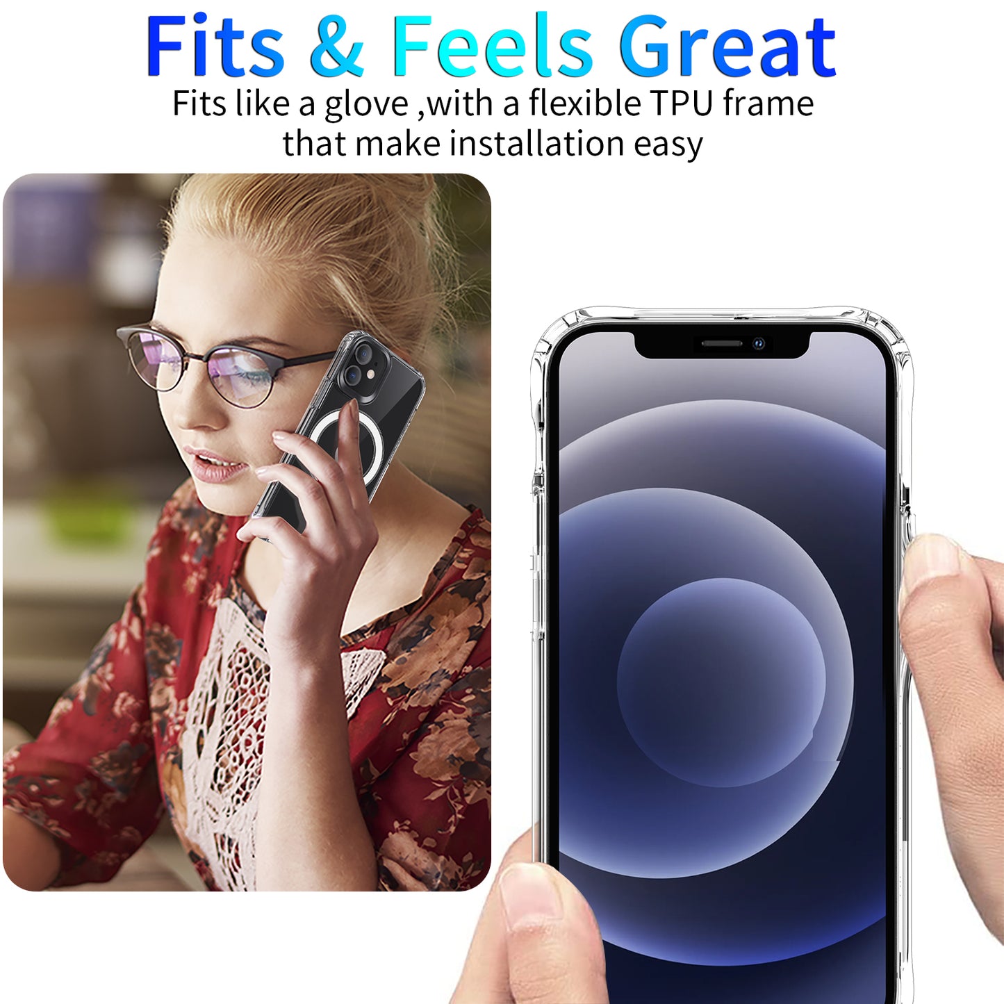 Luxury shockproof Clear PC TPU magnetic phone case Transparent Wireless Charger Phone Cases for iphone 14