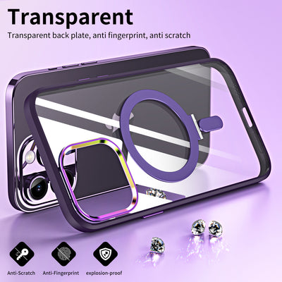 Luxury Clear ring Transparent Glitter Magnetic Wireless Charging Mobile Phone Case for iphone 14