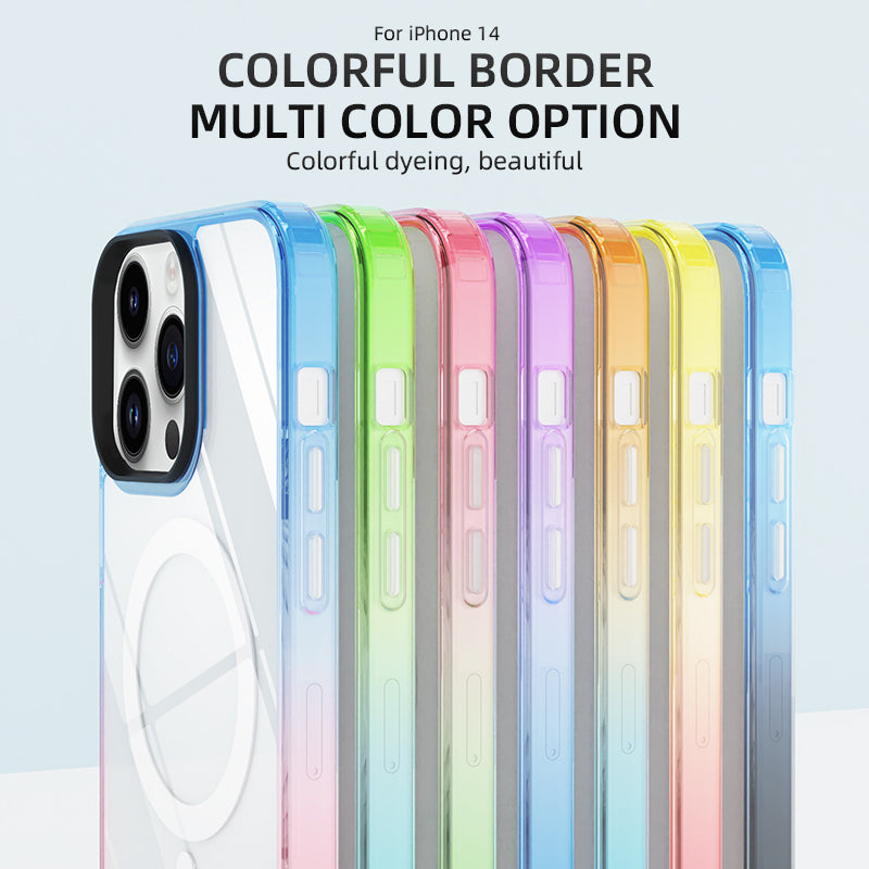 Unique design two-color gradient transparent phone case magnetic mobile phone cover for iphone 12