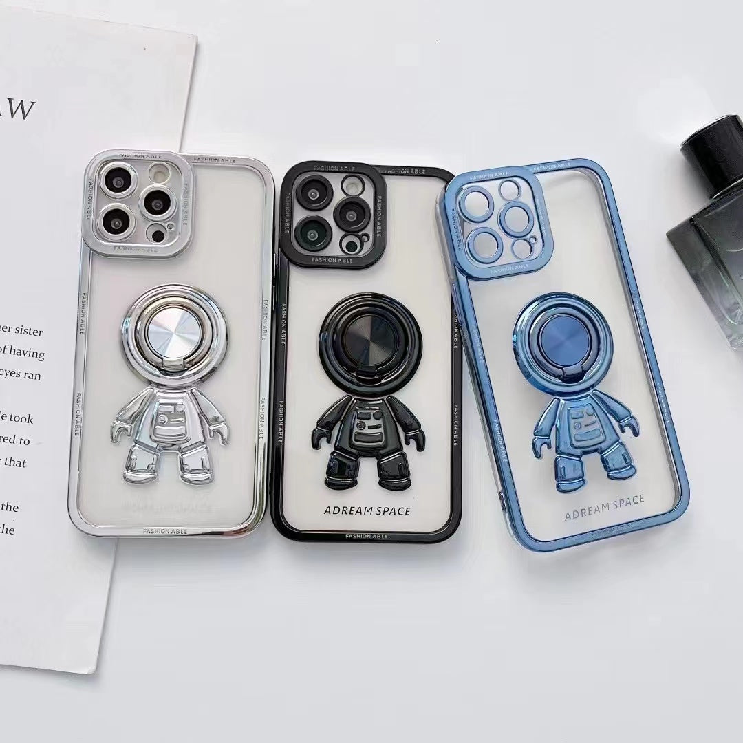 TPU Electroplated astronaut folding stand mobile phone case for iPhone 11 12 13 14 pro max  Plus X XS XR