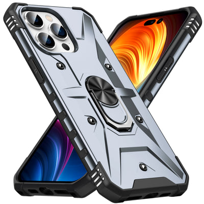 hybrid 2 in 1 pc+tpu armor shockproof case back cover for iphone 11 pro max ring kickstand magnetic car mount