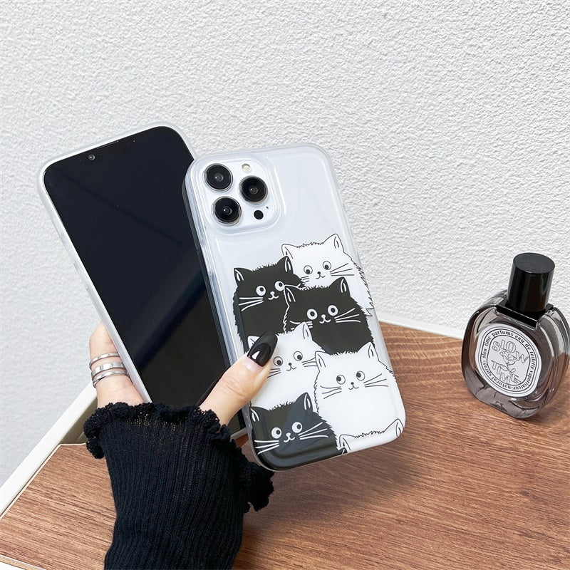 Slim Yellow-resistant Cute Black Cats Pattern Phone Case Soft Tpu Bumper Protective Case For Iphone 14 13 12 11 Pro Max