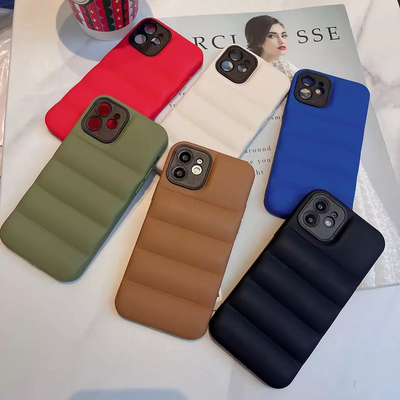 New Arrivals Fashion Puffer Case Klein Blue Soft Touch Jacket Phone Case Cover for iPhone 14 13 12 11 Pro Max X XR XS