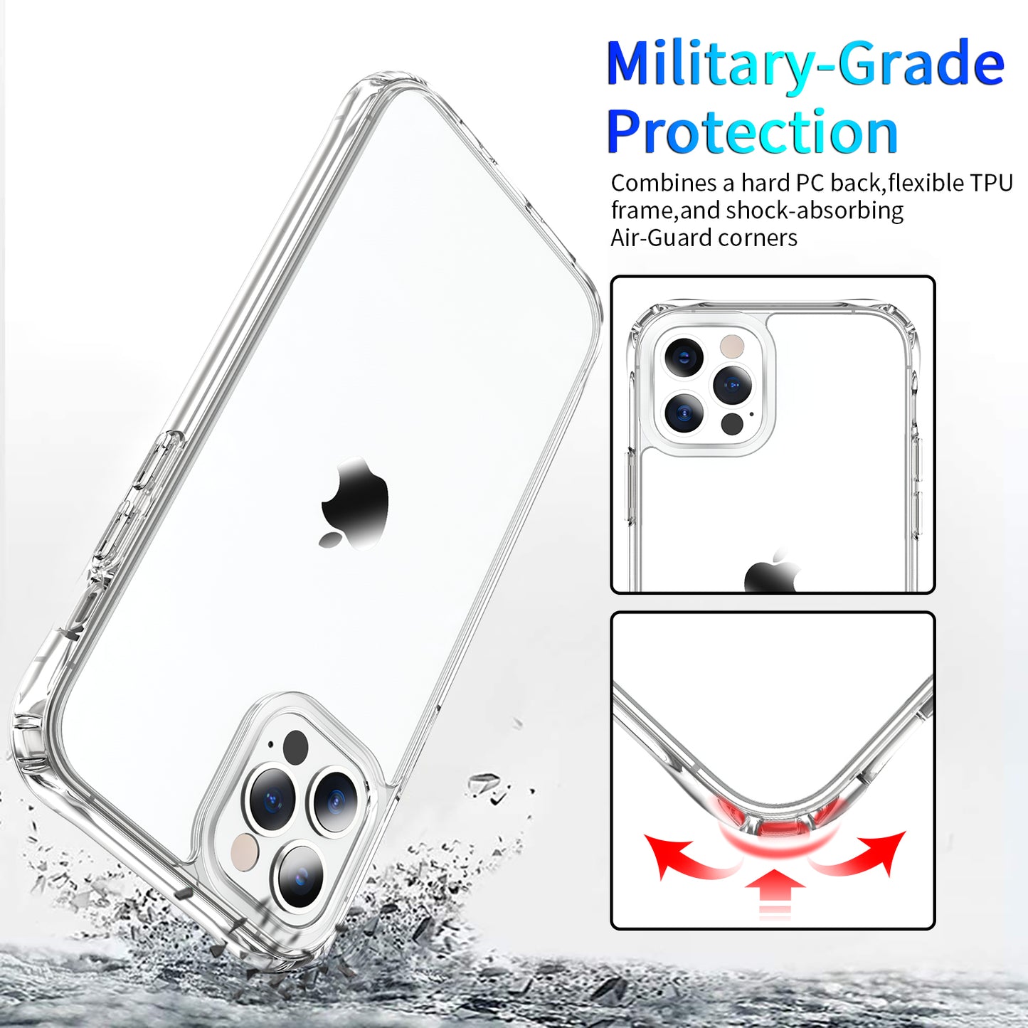 clear shockproof transparent hard acrylic phone case for iphone 11 air-bag anti-fall silicone cover