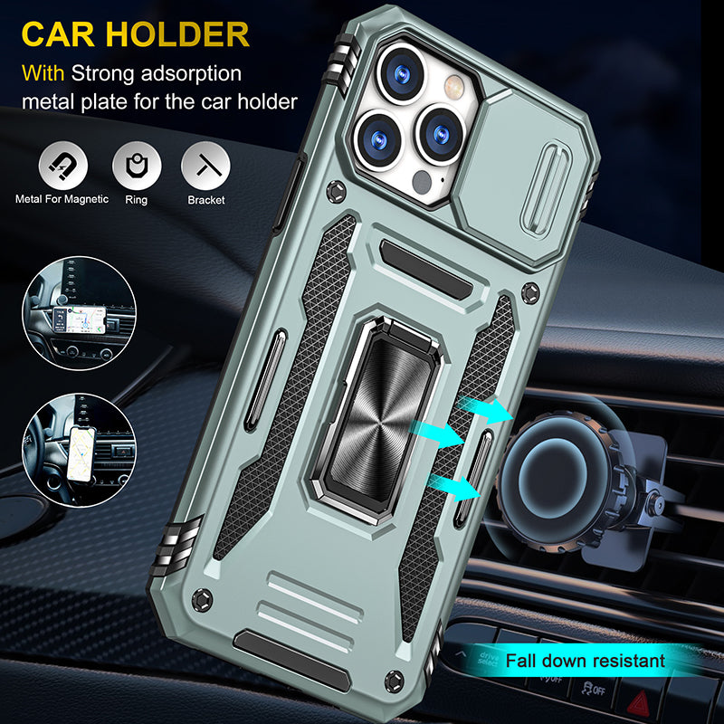 Factory Hard Shockproof Phone Case Clear hard Magnetic Case Cover for iPhone 14 pro withe stand