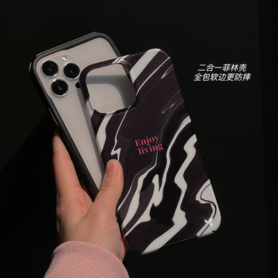 Fashion hot selling phone case 2023 new design 2 in 1 black and white splash ink mobile phone case