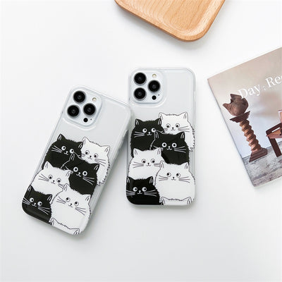 Slim Yellow-resistant Cute Black Cats Pattern Phone Case Soft Tpu Bumper Protective Case For Iphone 14 13 12 11 Pro Max