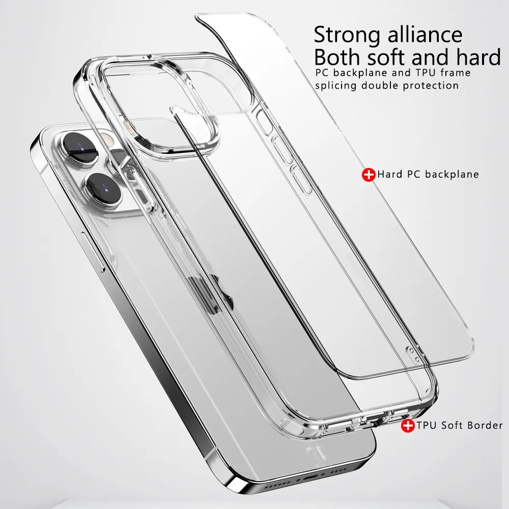 Oem Logo Luxury Design Case For iphone 12 iphone 13 pro max Clear Cover For iphone 14 pro Transparent Pc Tpu Case