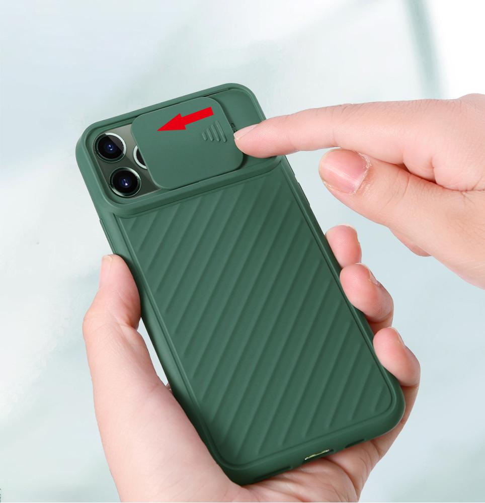 Soft Silicone Mobile Phone Case Sliding Camera Cover Cellphone Case for iPhone 11 Pro