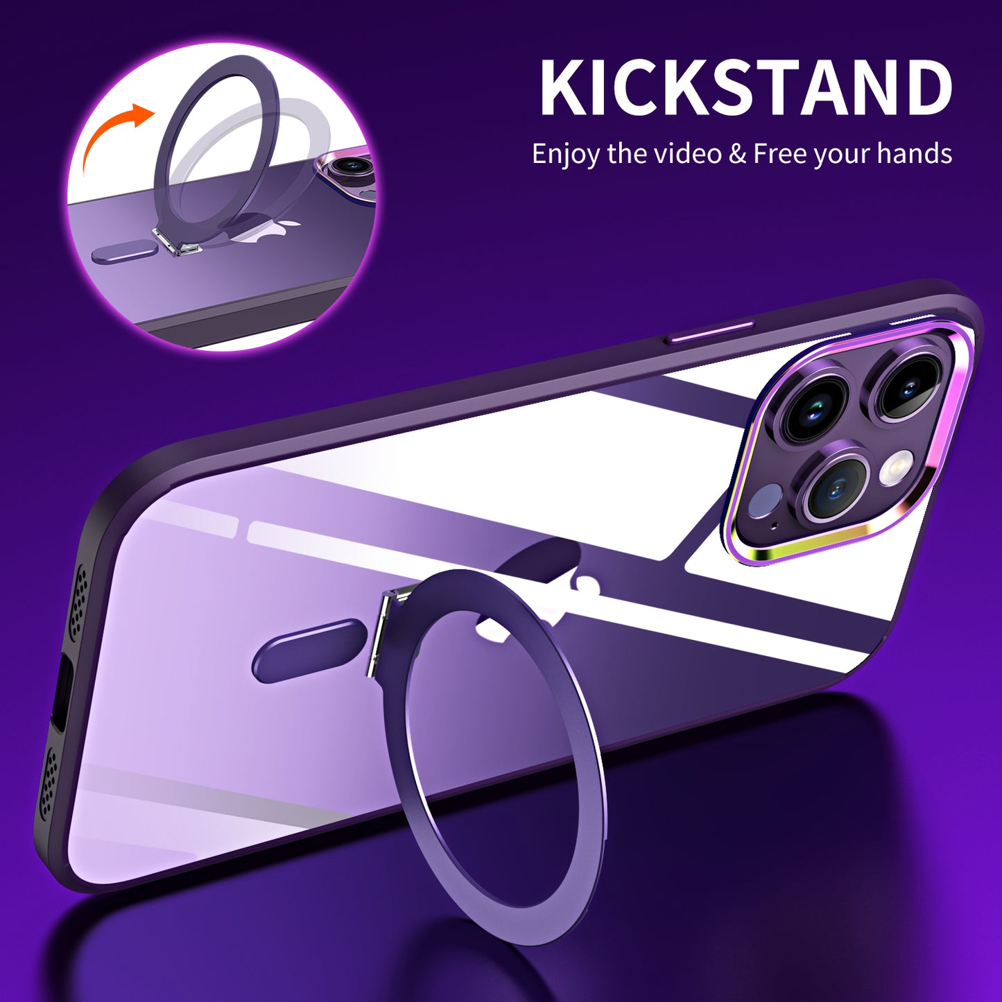 new design luxury transparent back lens protective aluminum stand magsafing phone case for iphone 11