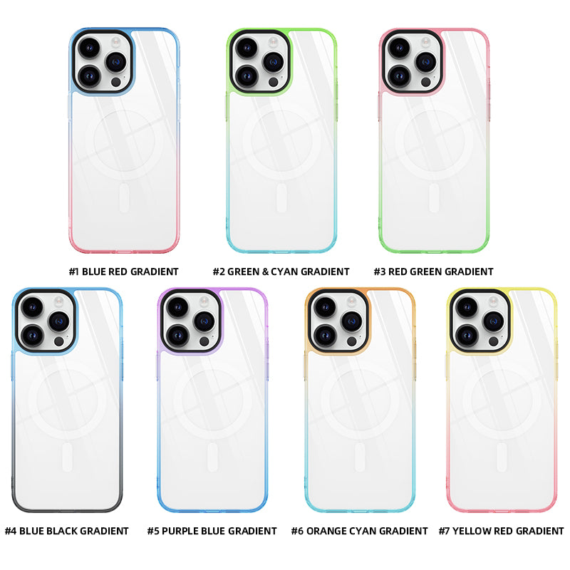 Unique design two-color gradient transparent phone case magnetic mobile phone cover for iphone 12