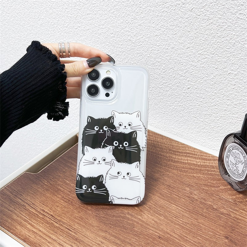 Slim Yellow-resistant Cute Black Cats Pattern Phone Case Soft Tpu Bumper Protective Case For Iphone 14 13 12 11 Pro Max