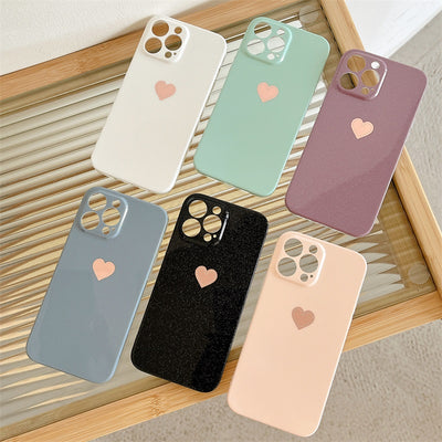 Candy Color Love Heart Pattern Phone Case For Iphone 11 12 13 Pro Max X Xr Xs Plus Soft Tpu Back Cover