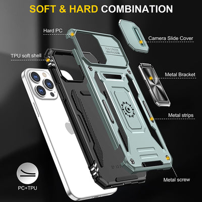 hot sale Soft and hard combination phone case for iphone 14 With Strong adsorptionmetal plate