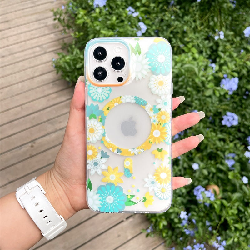 For Iphone 14 Clear Floral Case Cute Flower Pattern Girls Women Shockproof Soft Tpu Bumpers Phone Case For Iphone 13 12 11 Pro