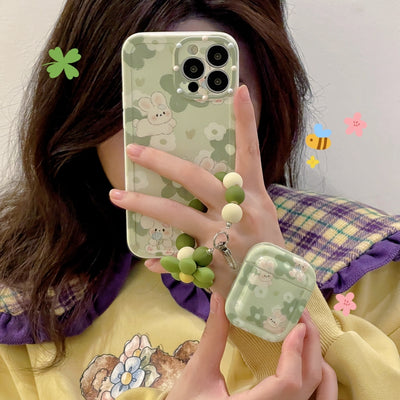 wholesale 2023 Luxury polka dot lens green flower rabbit mobile cover for iphone x 11 12 13 phone case