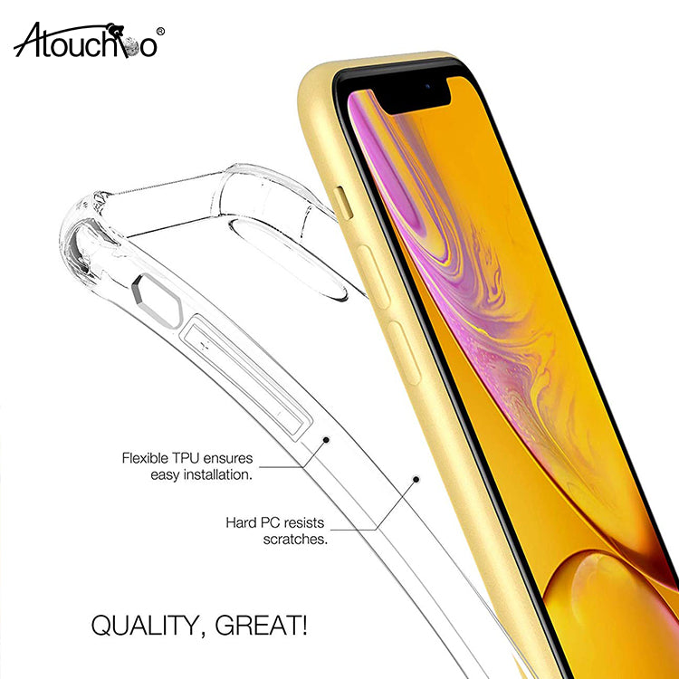 Crystal Clear Reinforced Corners TPU Bumper Transparent Hard PC Back Phone Case Cover For iPhone XR 6.1 inch