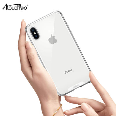 Crystal Clear Reinforced Corners TPU Bumper and Transparent Hybrid Rugged Anti-Scratch Hard Panel Cover Case for iPhone Xs Max