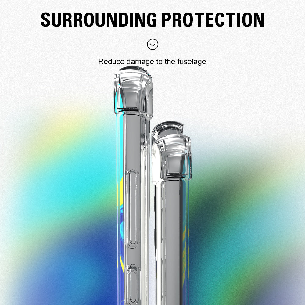 Atouchbo Transparent Clear Shockproof TPU PC Smartphone Back Cover Case for Redmi Note 9 Pro