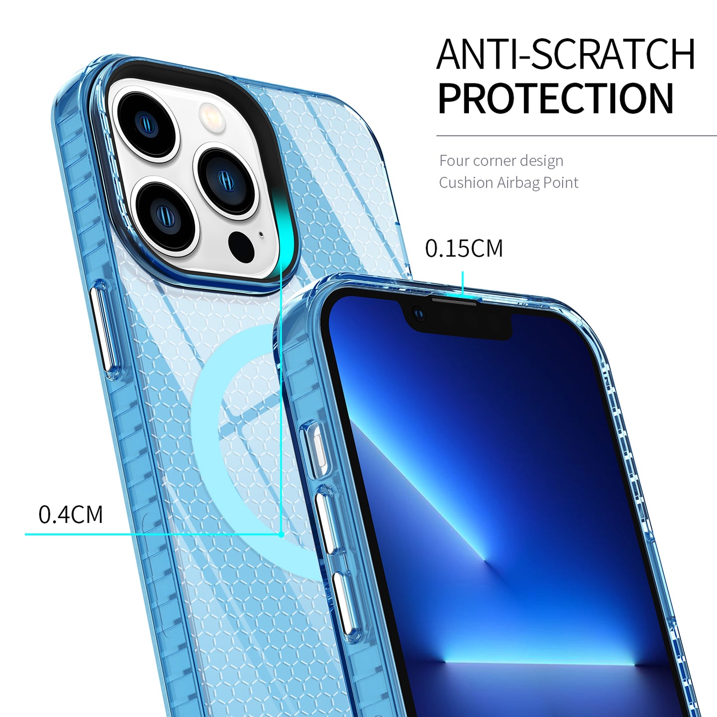 support wireless charging blue transparent honeycomb phone case for iphone 11 pro max