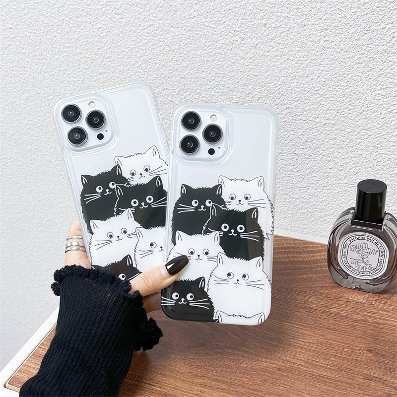 Slim Yellow-resistant Cute Black Cats Pattern Phone Case Soft Tpu Bumper Protective Case For Iphone 14 13 12 11 Pro Max