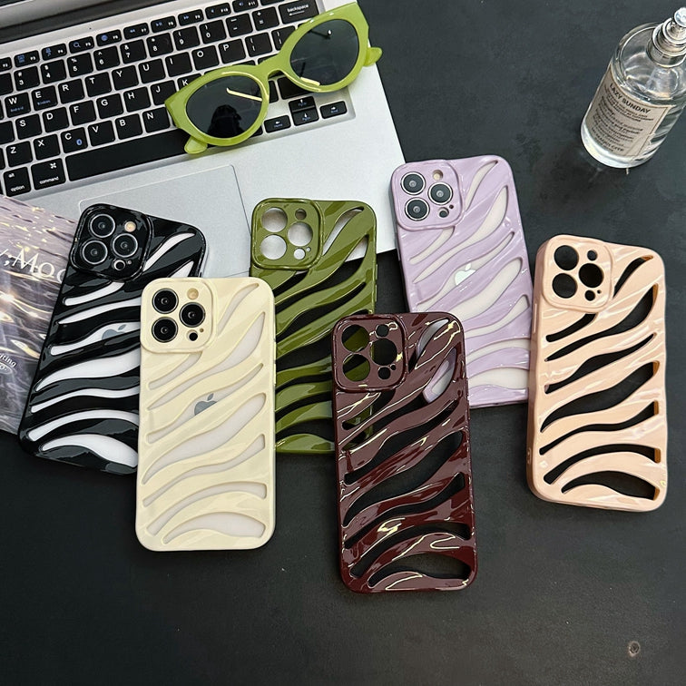 2023 New Case Varnish Cutout Zebra Print Color Shockproof TPU Phone Case Cover For Iphone 14 Pro Max