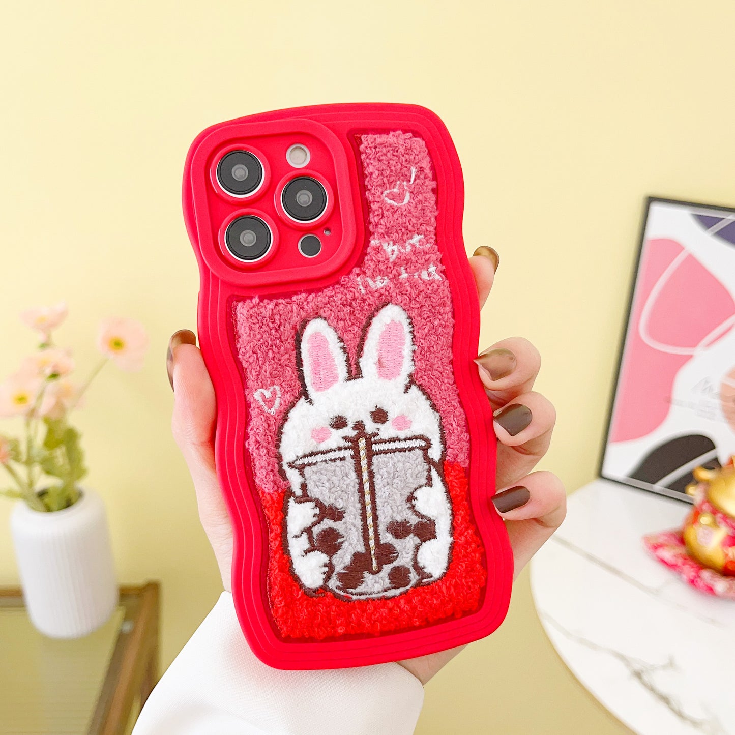 New Design Plush Rabbit Girls Protective Mobile Cell Phone Back Cover Case For iphone 12