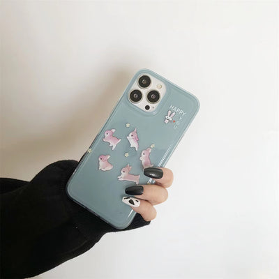 Luxury Original Thin Soft Cover Candy Case rabbit Silicone shockproof Phone Case for iphone 14