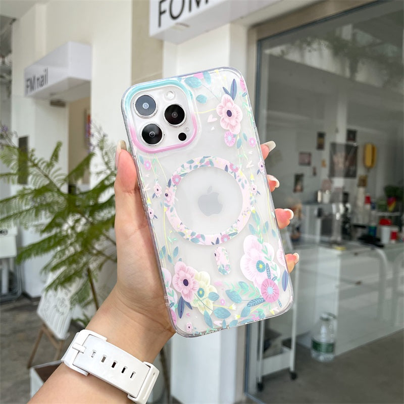 For Iphone 14 Clear Floral Case Cute Flower Pattern Girls Women Shockproof Soft Tpu Bumpers Phone Case For Iphone 13 12 11 Pro