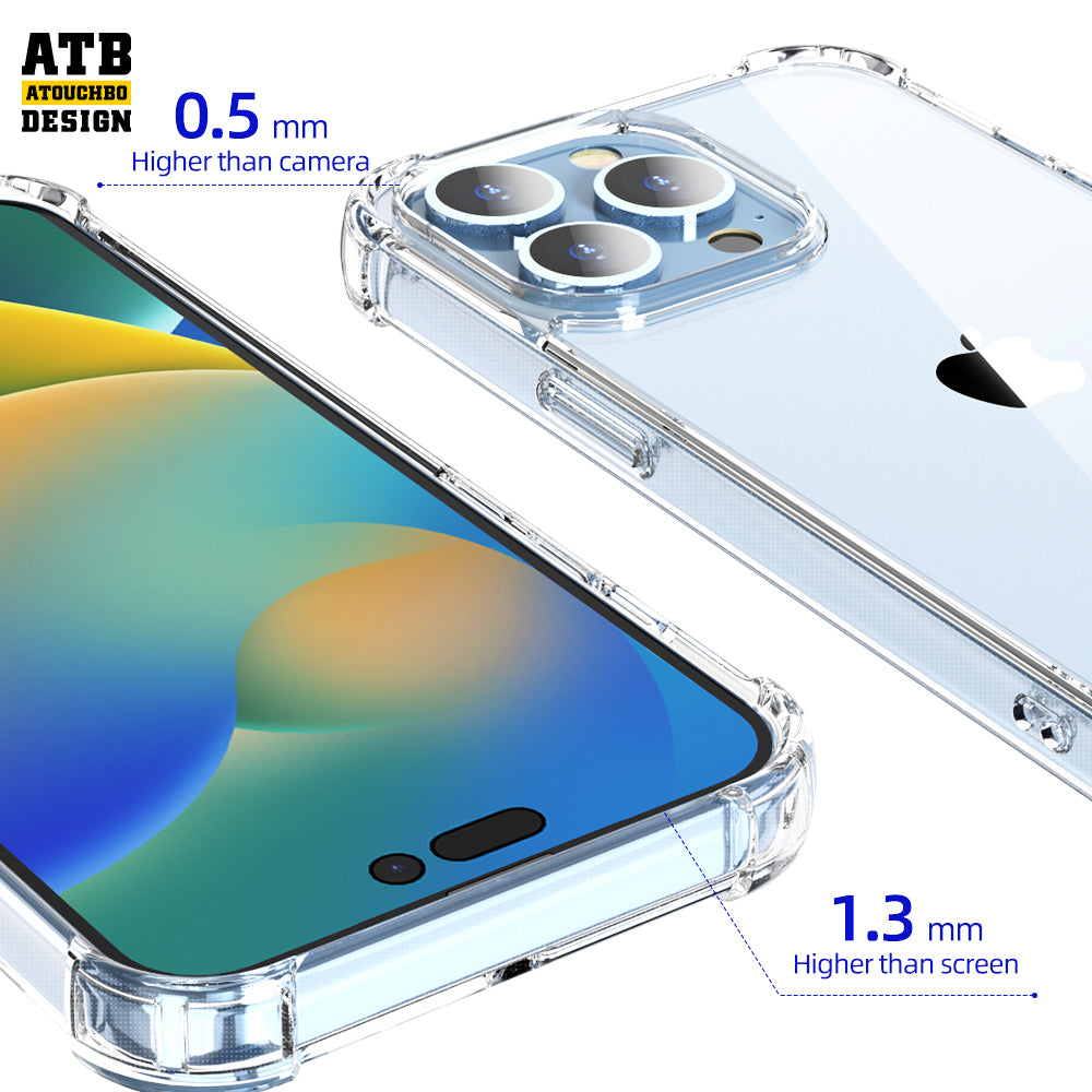 Atouchbo wholesale tpu anti-shock designer transparent clear cover cell phone case for iphone 11 12 13 14 pro max