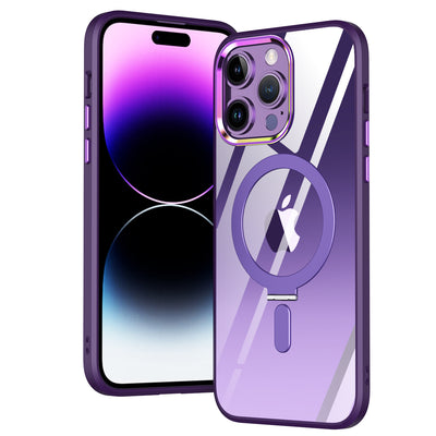 new design luxury transparent back lens protective aluminum stand magsafing phone case for iphone 11