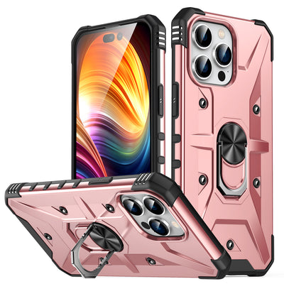 New Magnetic  phone case shockproof phone case material Metal ring stand phone case for iPhone14