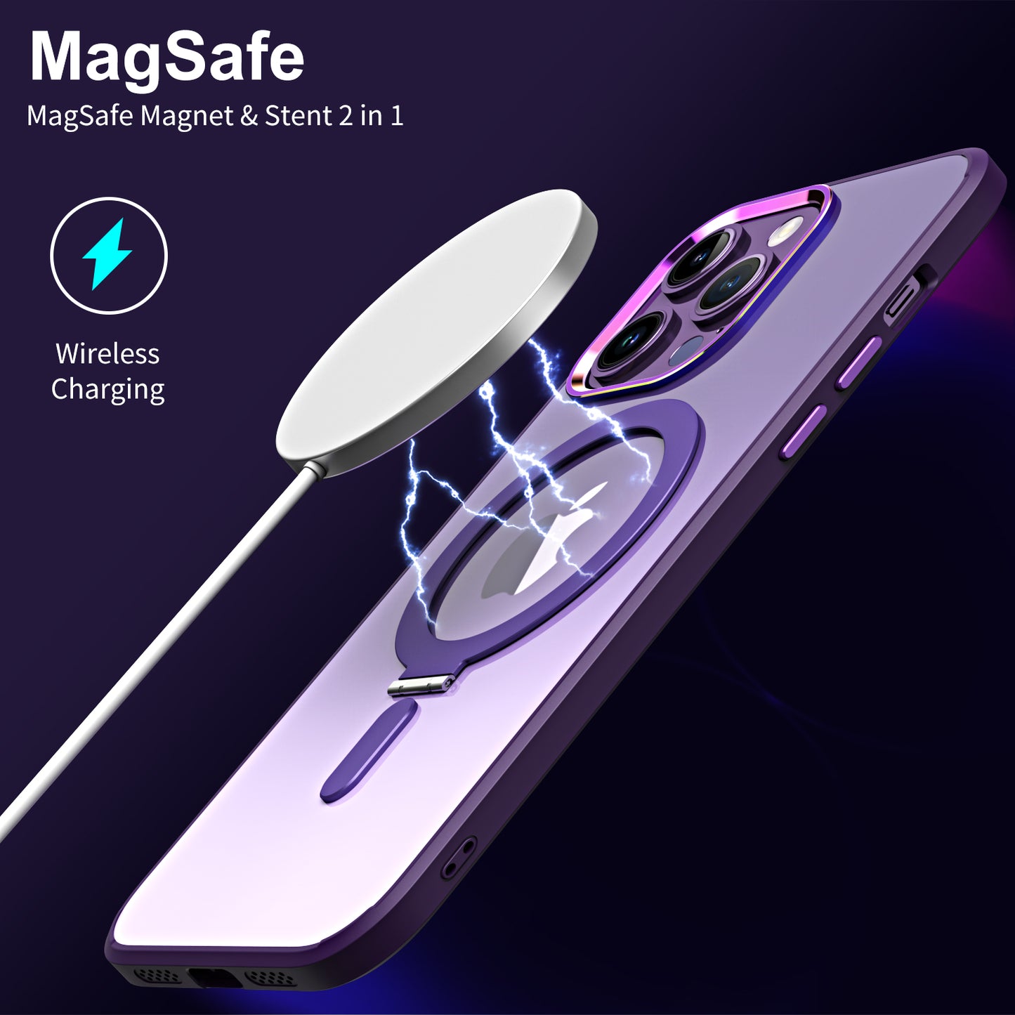 Popular transparent wireless magnetic ring charging phone case tpu pc magnetic phone case for iphone 14 max