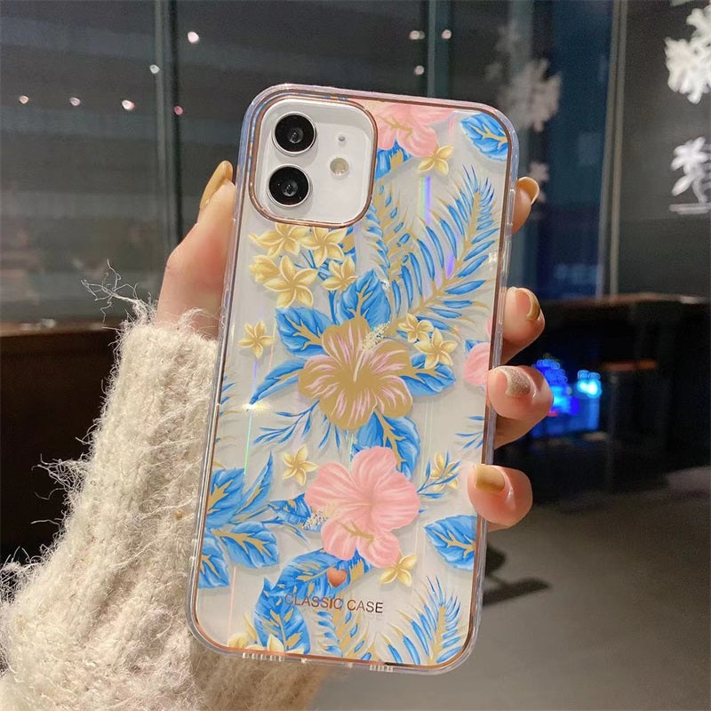 2023 New Arriving Imd Flowers Phone Case For Iphone 14 13 12 11 Flower Painting Dazzling Imd Phone Case