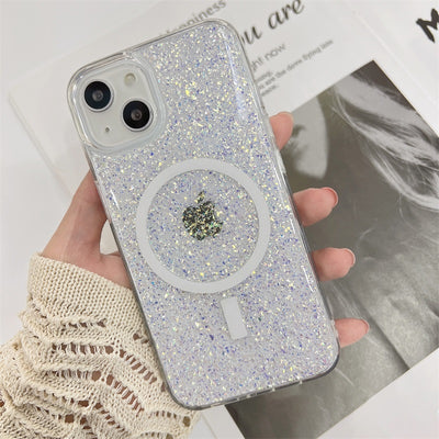 INS fashion Shiny Magnetic Wireless Charging Phone Case Transparent Soft phone case for iphone 14