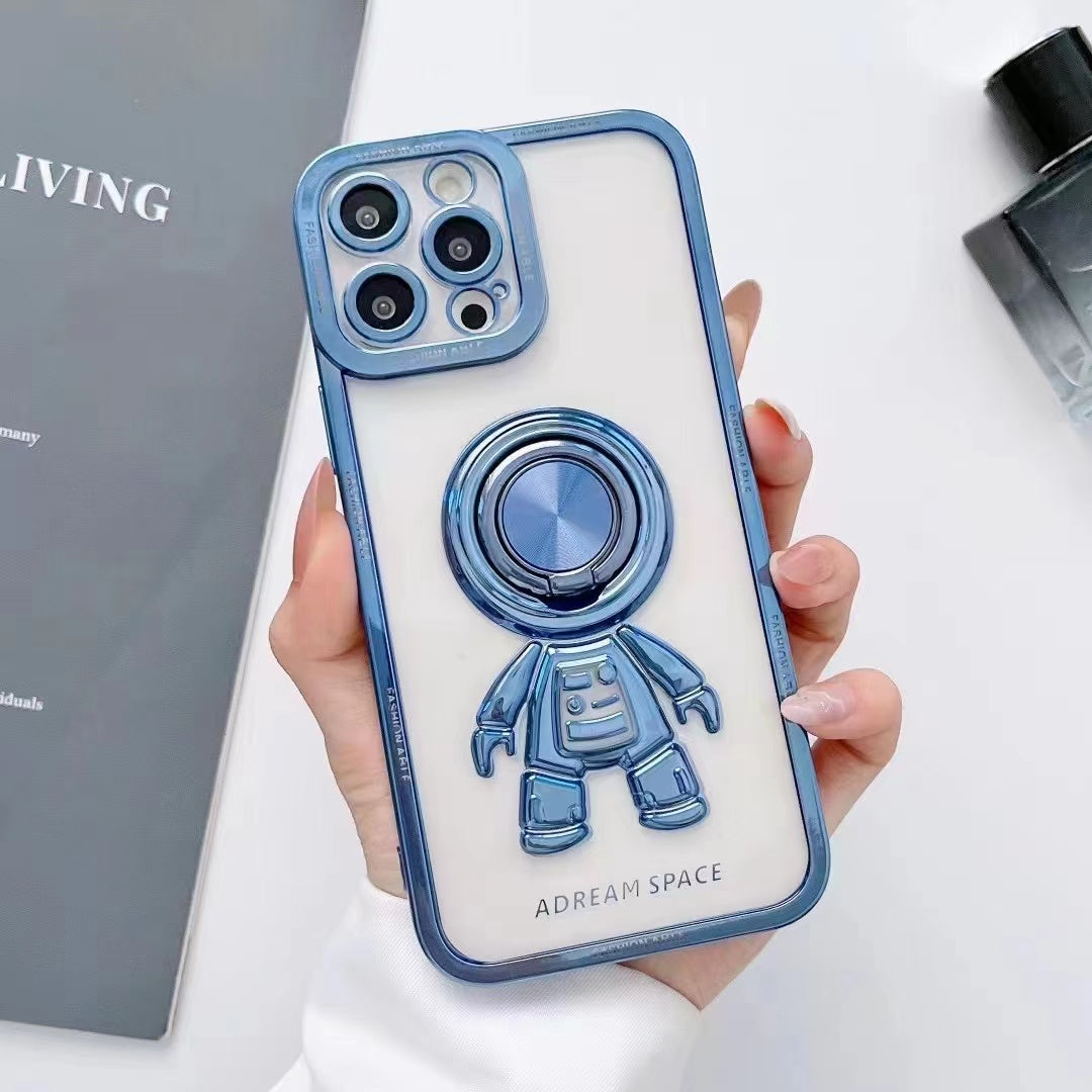 TPU Electroplated astronaut folding stand mobile phone case for iPhone 11 12 13 14 pro max  Plus X XS XR