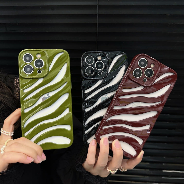 2023 New Case Varnish Cutout Zebra Print Color Shockproof TPU Phone Case Cover For Iphone 14 Pro Max