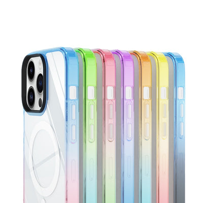 Transparent Mobile Cover Clear Magnetic Case Gradient Rainbow colorful Phone Case for iphone 14 pro max